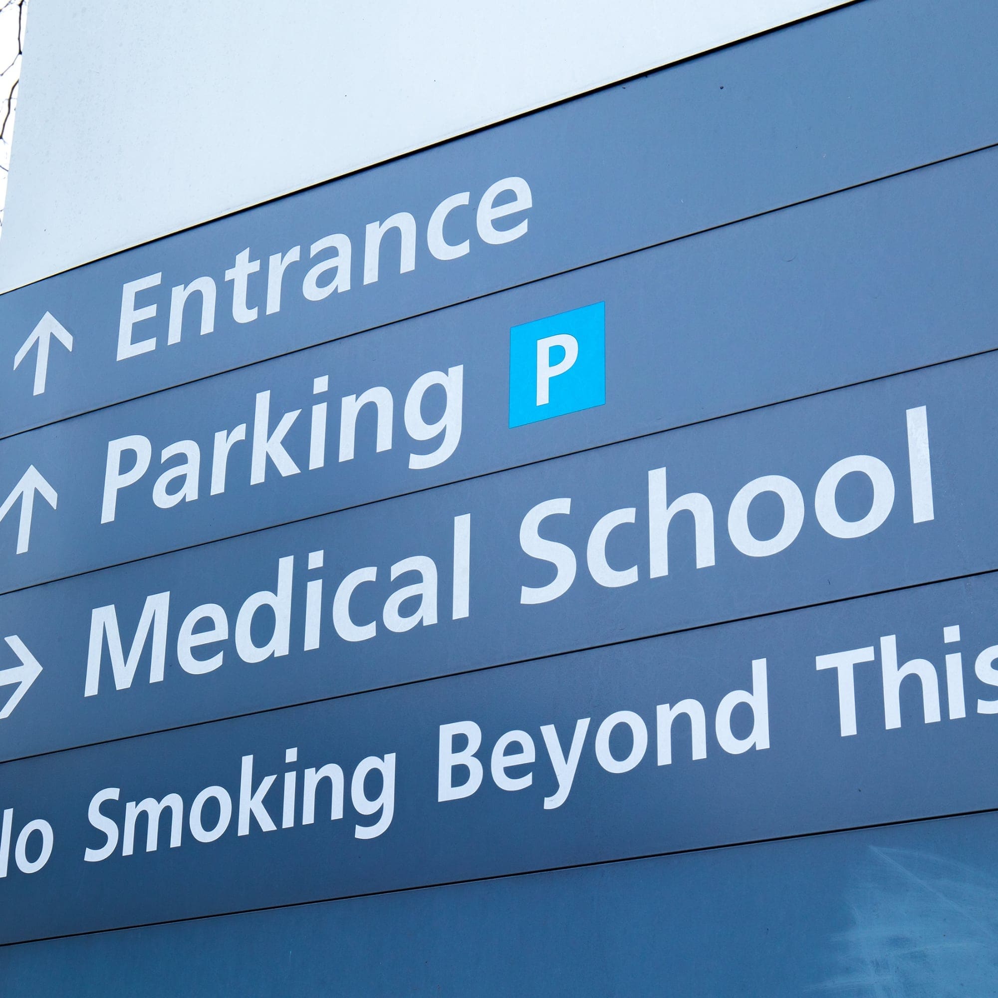 hospital entrance with hospital barriers.