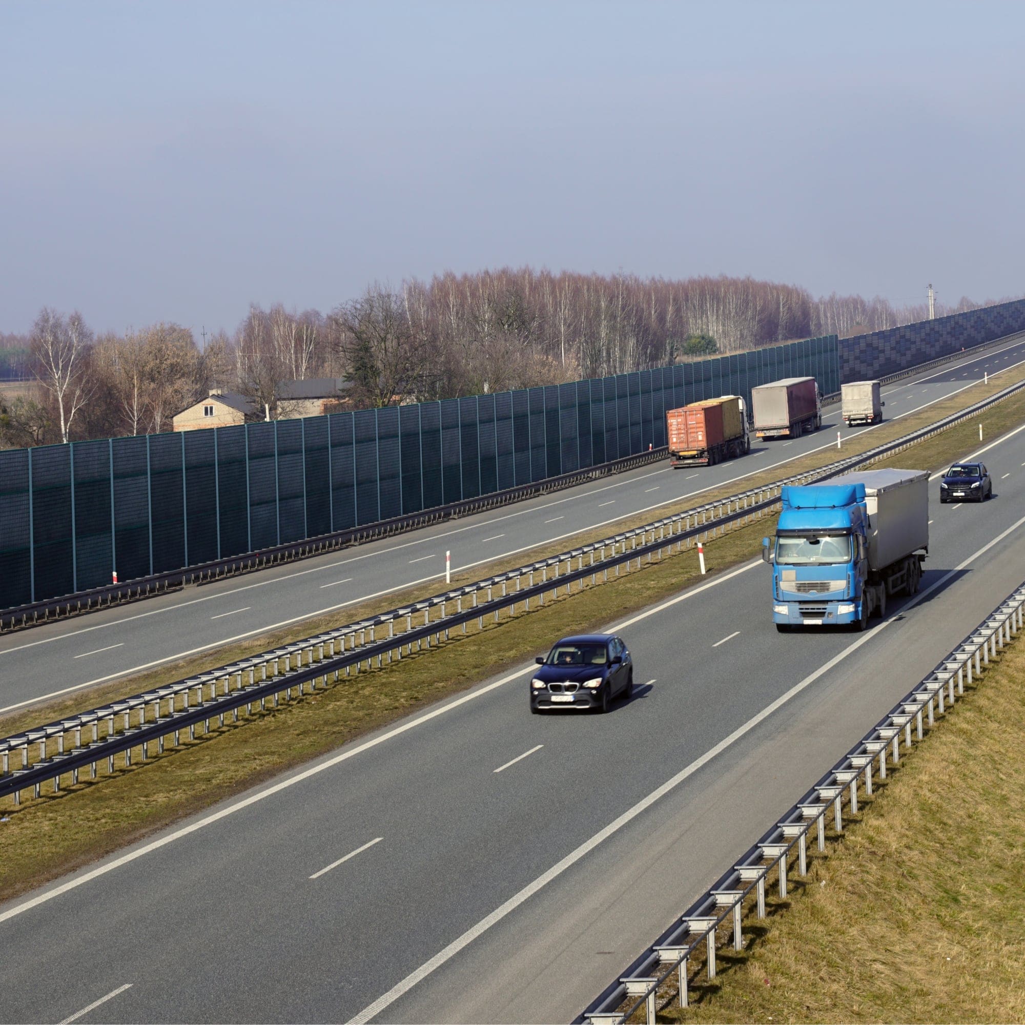 highway barrier solutions in action on a motorway.